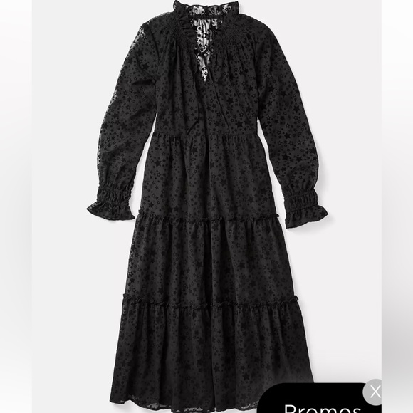 NWT Ann Taylor LOFT Dress Start Midi Swing Dress Black Witchcore Adams Lined Med - Picture 14 of 14